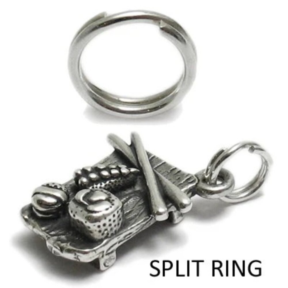 STERLING SILVER SPLIT RINGS (KEYCHAIN). 7MM. PACKET OF 10.